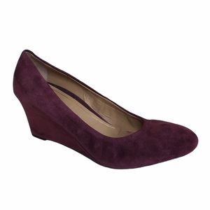 VIONIC Camden Leather Wedge Heel Burgundy Eggplant